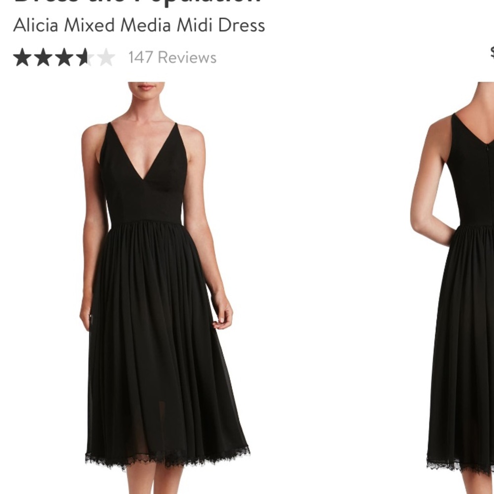Dress the Population Alicia Mixed Media Midi Dress - Worn Once!